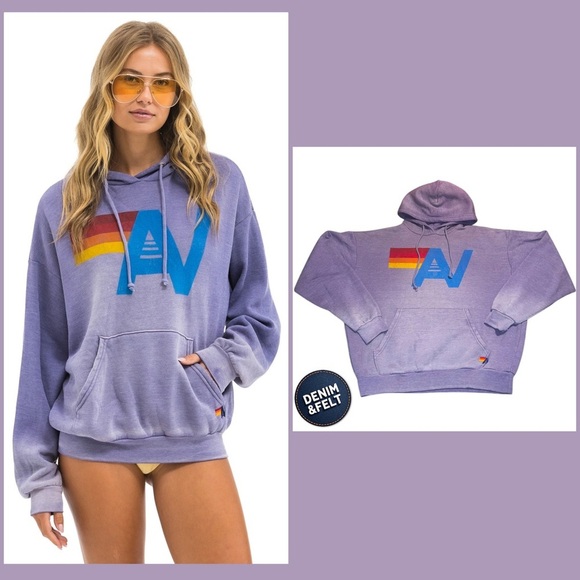 Aviator Nation Unisex VINTAGE LOGO RELAXED PULLOVER HOODIE - FADED GRAPE | NEW💜 - Picture 1 of 16
